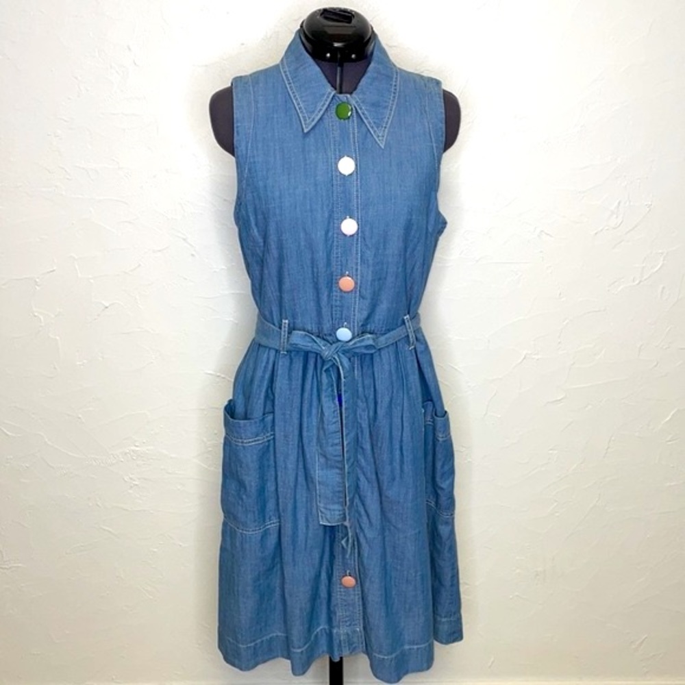 Anthropologie Maeve Elemental Chambray Denim  Dress